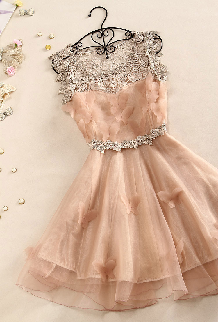 Princess Sweet Elegant Hook Sleeveless Butterfly Organza Dress on Luulla
