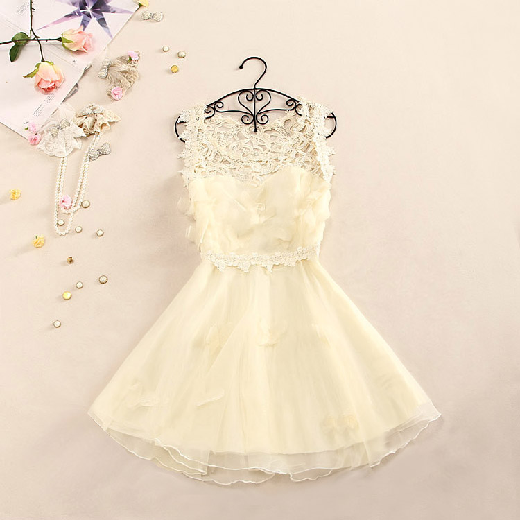 Princess Sweet Elegant Hook Sleeveless Butterfly Organza Dress on Luulla