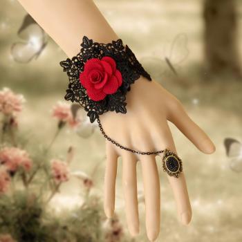 Victorian Gothic Vintage Rose Lace Ring Bracelet Wristband Set AC0129 ...